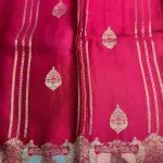 Red with grand border and pallu satin crepe Saree