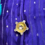 Blue Stripes and buttas with contrast blouse semi crepe saree