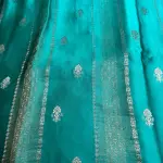 Blue Stripes and buttas with contrast blouse semi crepe saree