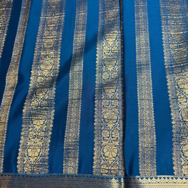 Blue Stripes Semi Crepe Saree