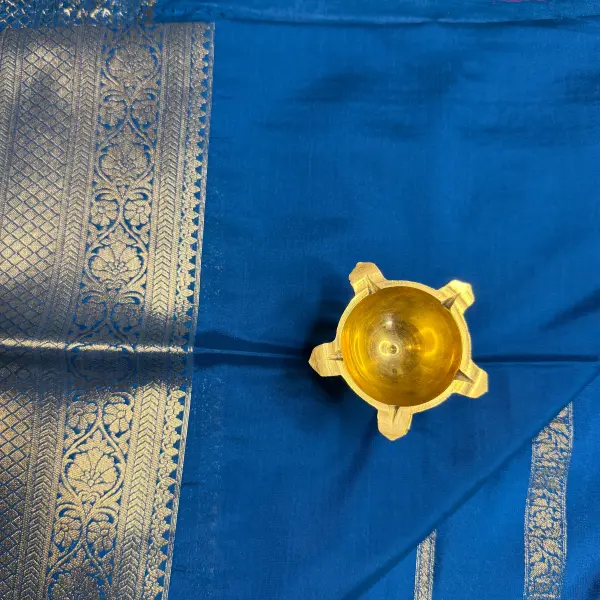 Blue Stripes Semi Crepe Saree