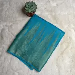 Blue temple border Semi crepe saree