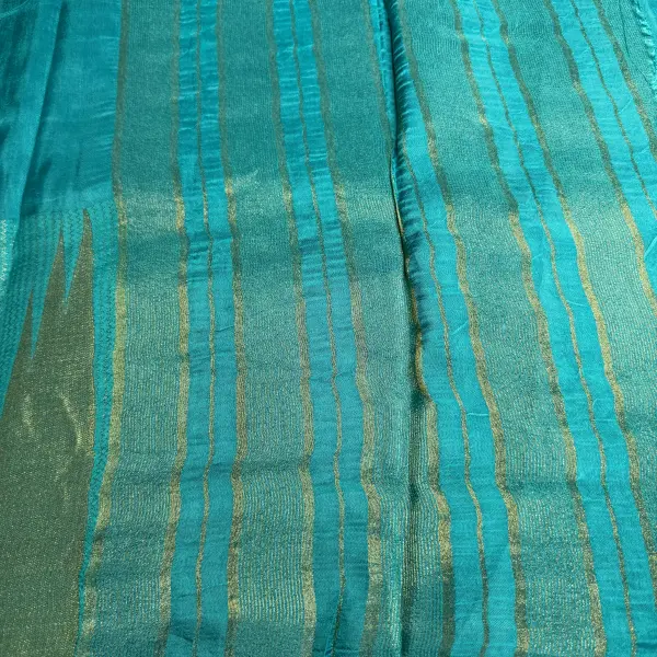Blue temple border Semi crepe saree