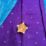 Blue temple border Semi crepe saree