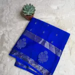Peacock Blue with bentex border semi crepe saree