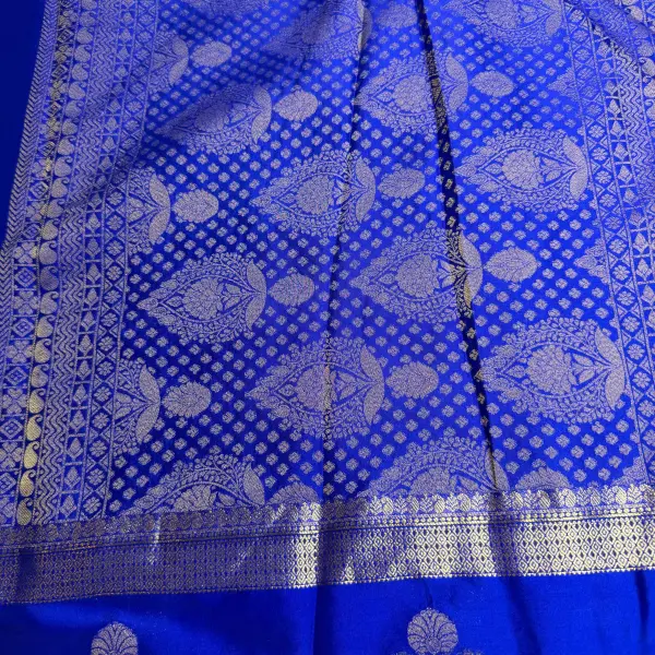 Peacock Blue with bentex border semi crepe saree