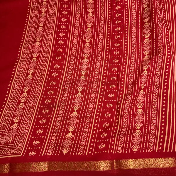 Red with long border fancy saree