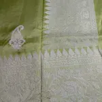 Light Green Linen with thread work saree