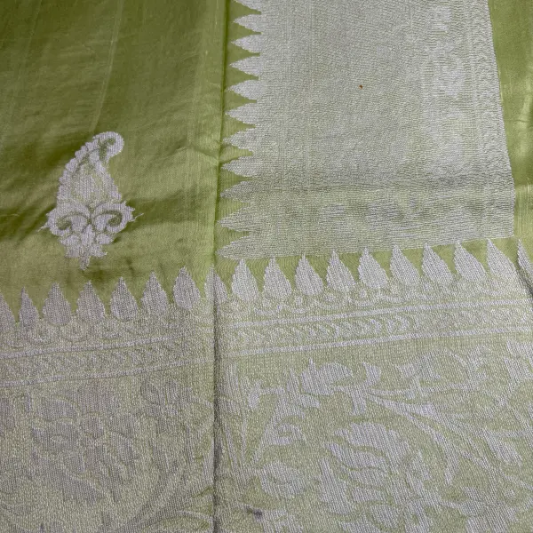 Light Green Linen with thread work saree