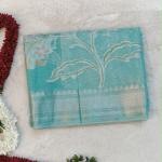 Kota Tissue Organza Saree in Sea Green with Pastel Floral Brocade