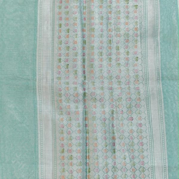 Kota Tissue Organza Saree in Sea Green with Pastel Floral Brocade