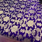 Purple with pink flower pattern Benaras pure handloom saree