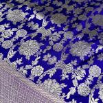 Purple with pink flower pattern Benaras pure handloom saree