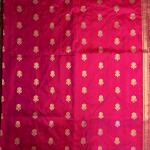 Rani pink with flower motifs all over body pure benaras silk saree