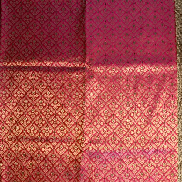 Cherry red all over jaal pattern with flower motifs pure benaras saree