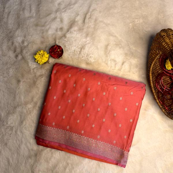 Red small buttas pure benaras saree