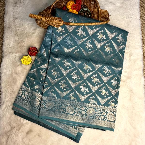 Pista green with jaal pattern benaras saree