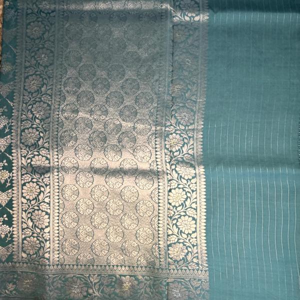 Pista green with jaal pattern benaras saree
