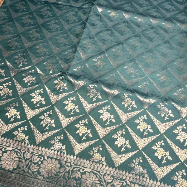 Pista green with jaal pattern benaras saree