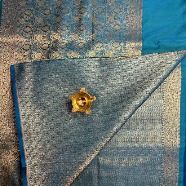 Blue small motifs benaras saree