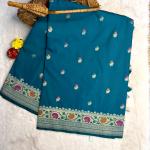Blue with meenakari work benaras saree