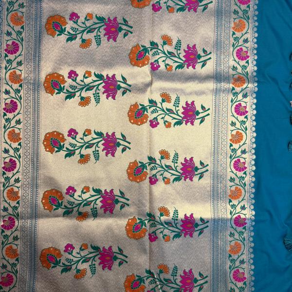 Blue with meenakari work benaras saree