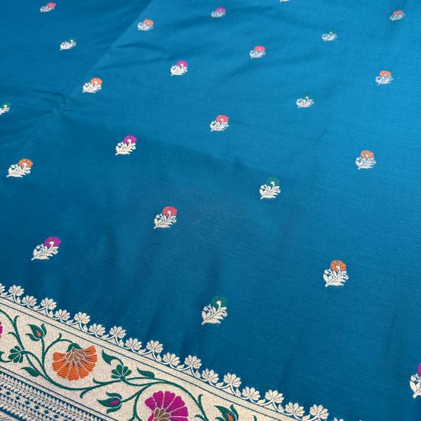 Blue with meenakari work benaras saree