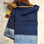 Teal Blue and sky blue benaras chiniya saree