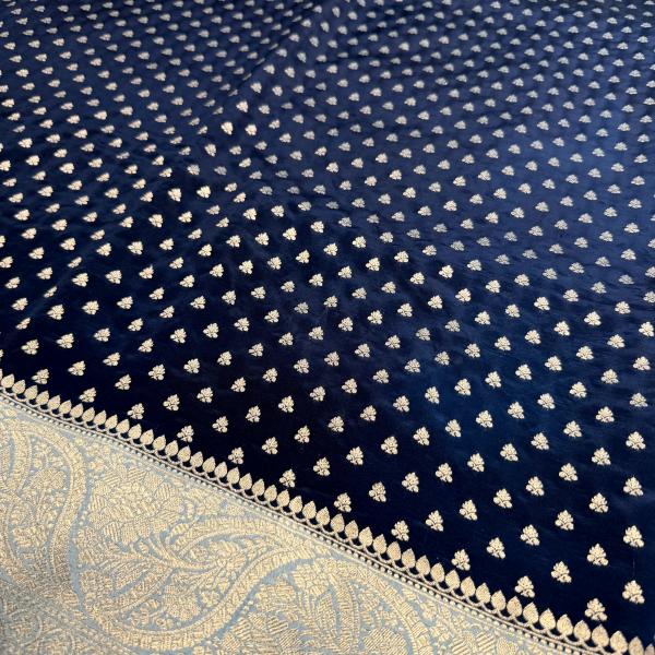 Teal Blue and sky blue benaras chiniya saree