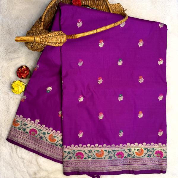 Rani pink with meenakari border benaras saree
