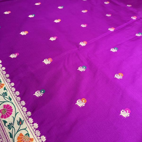 Rani pink with meenakari border benaras saree