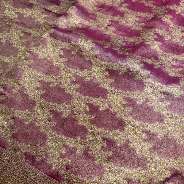 Rose pink tissue benaras saree