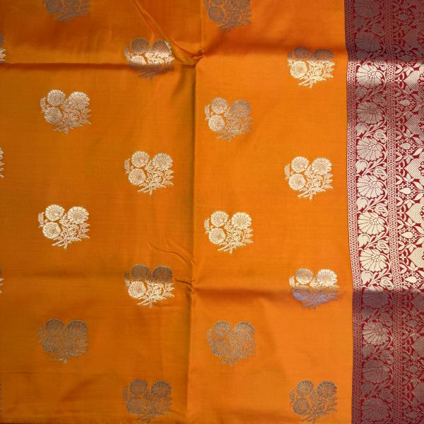 Orange & Red with buttas benaras saree