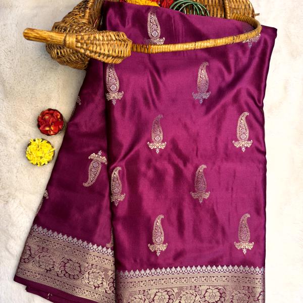Maroon with motifs benaras saree