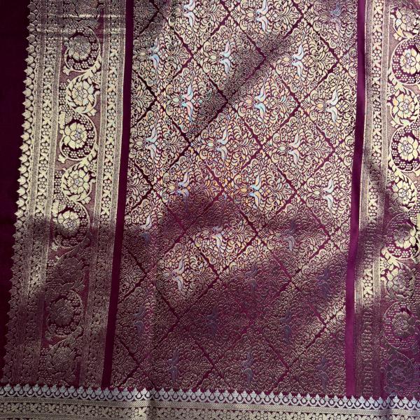 Maroon with motifs benaras saree