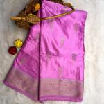 Rose pink with buttas benaras saree