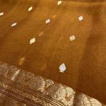 Mustard yellow pure kora organza saree