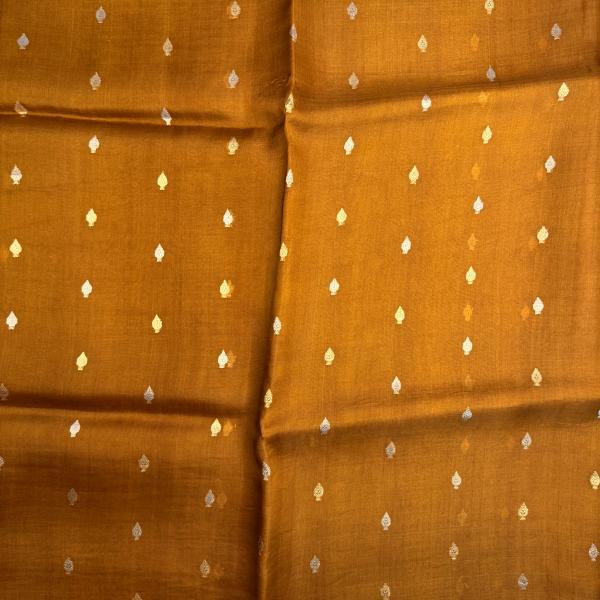 Mustard yellow pure kora organza saree