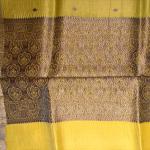 Greenish yellow pure kora organza saree