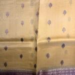 Beige and pink pure kora organza saree