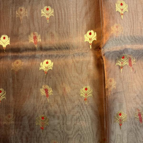 Bronze with buttas kora organza saree