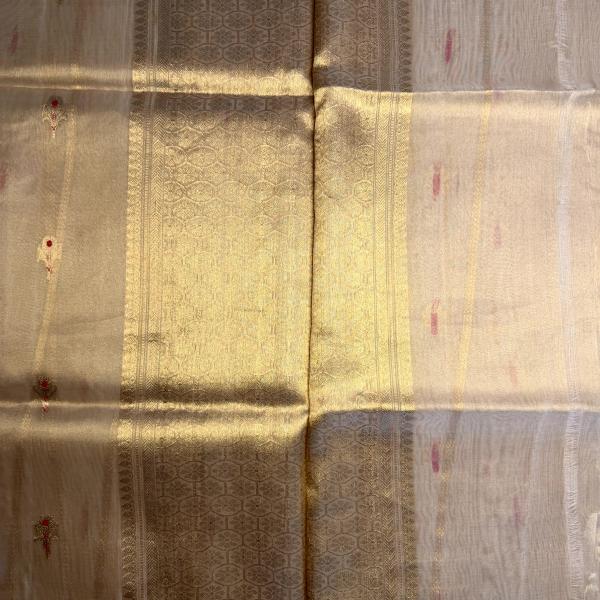 Cream with buttas kora organza saree