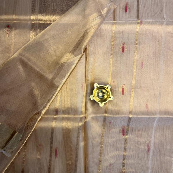 Cream with buttas kora organza saree