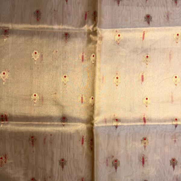 Cream with buttas kora organza saree