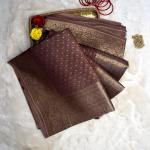 Brown small buttas kora organza saree