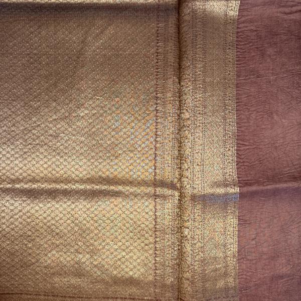 Brown small buttas kora organza saree