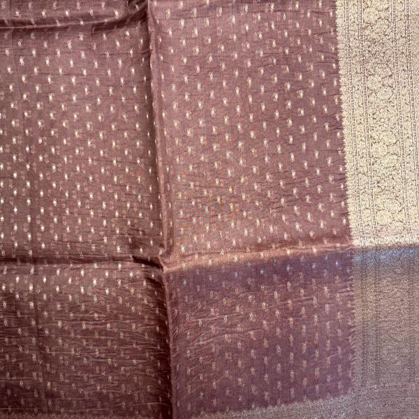 Brown small buttas kora organza saree