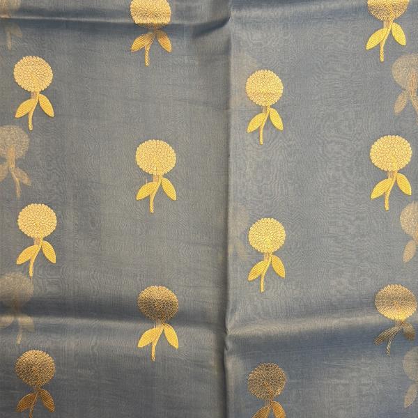 Powder Blue with flower motif pure kora organza saree