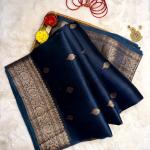 Teal Blue pure kora organza saree