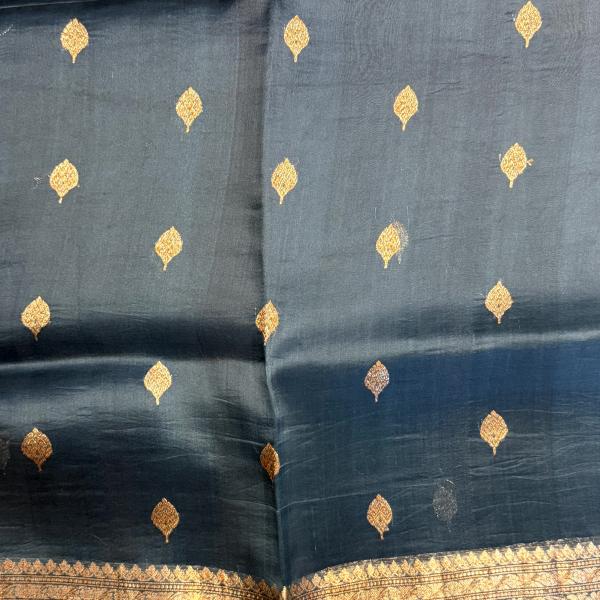 Teal Blue pure kora organza saree